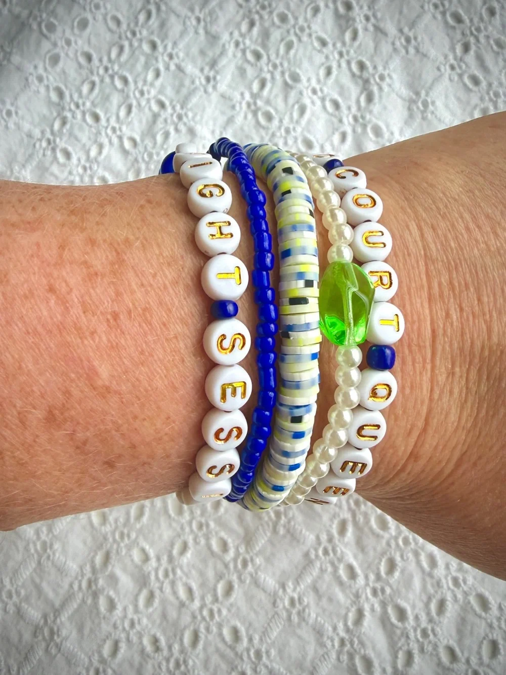 Tenniscore | Handmade Beaded Bracelet Stack of 5 | Summer NYC Grand Slam |